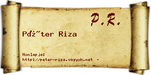 Péter Riza névjegykártya